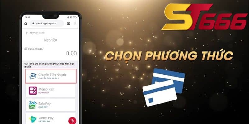 Nhà cái ST666 cung cấp bao nhiêu phương thức nạp tiền?